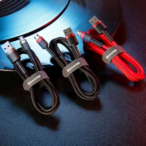 Baseus Cafule | Kabel nylonowy USB - Micro USB dwustronne złącze Quick Charge 2.4A 50cm