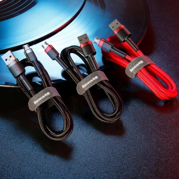 Baseus Cafule | Kabel nylonowy USB - Micro USB dwustronne złącze Quick Charge 2.4A 50cm