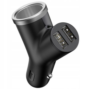 Baseus Y Type | Ładowarka samochodowa 2x USB 3.4A +  gniazdo zapalniczki 40W