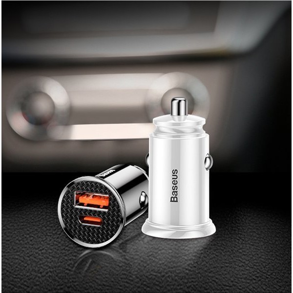 Baseus Circular Plastic | Ładowarka samochodowa USB-A Type-C USB-C PD 30W QC 3.0 SCP 5A
