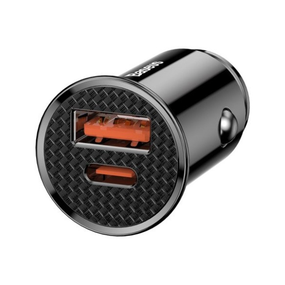 Baseus Circular Plastic | Ładowarka samochodowa USB-A Type-C USB-C PD 30W QC 3.0 SCP 5A