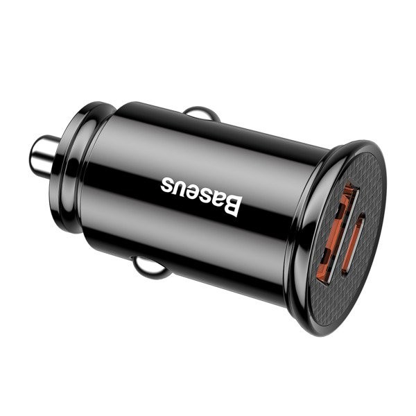 Baseus Circular Plastic | Ładowarka samochodowa USB-A Type-C USB-C PD 30W QC 3.0 SCP 5A