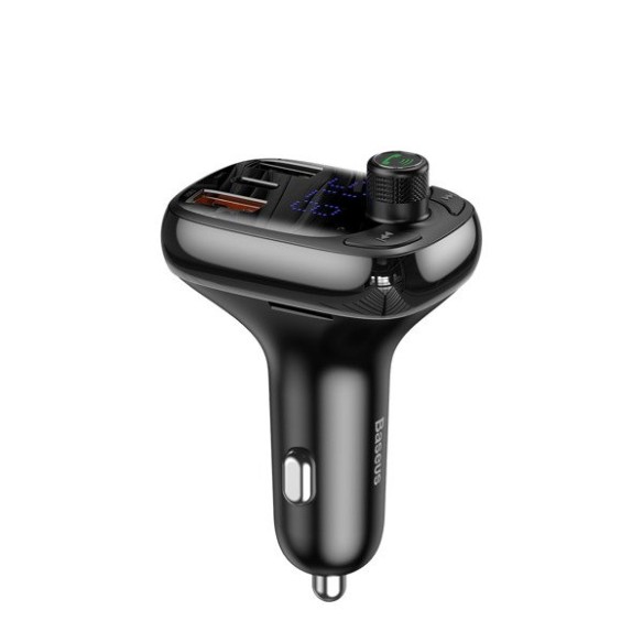 Baseus T typed PPS  | Transmiter FM bluetooth MP3 ładowarka samochodowa 2x USB + USB-C QC 3.0 PD 3.0 Huawei SCP 5A CCMT000101