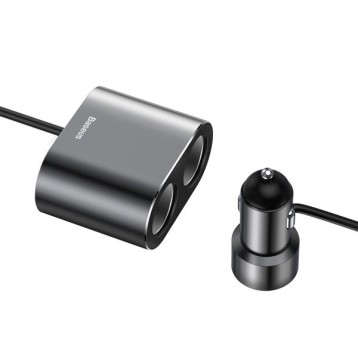 Baseus High Efficiency | Ładowarka samochodowa 2x USB + rozgałęźnik 2x gniazdo zapalniczki 80W