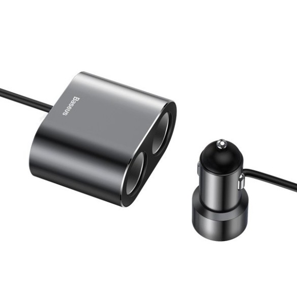Baseus High Efficiency | Ładowarka samochodowa 2x USB + rozgałęźnik 2x gniazdo zapalniczki 80W