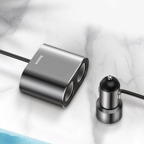 Baseus High Efficiency | Ładowarka samochodowa 2x USB + rozgałęźnik 2x gniazdo zapalniczki 80W