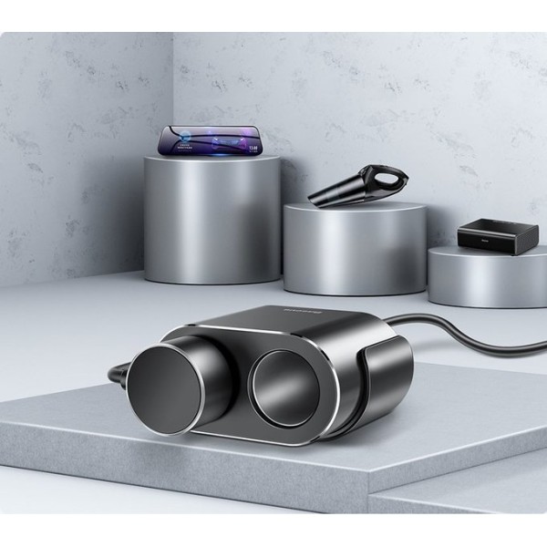 Baseus High Efficiency | Ładowarka samochodowa 2x USB + rozgałęźnik 2x gniazdo zapalniczki 80W