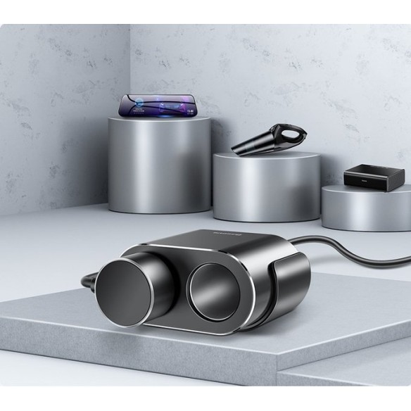 Baseus High Efficiency | Ładowarka samochodowa 2x USB + rozgałęźnik 2x gniazdo zapalniczki 80W