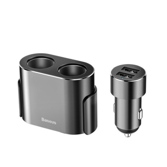 Baseus High Efficiency | Ładowarka samochodowa 2x USB + rozgałęźnik 2x gniazdo zapalniczki 80W