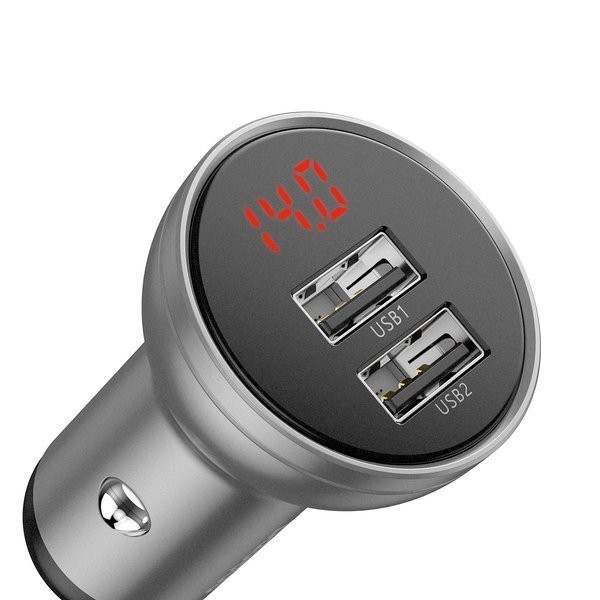 Baseus Digital Display | Ładowarka samochodowa 2xUSB 4.8A 24W 