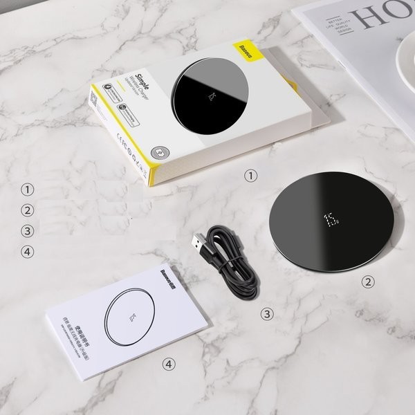 Baseus Simple | Szybka ładowarka indukcyjna bezprzewodowa Qi 15W 