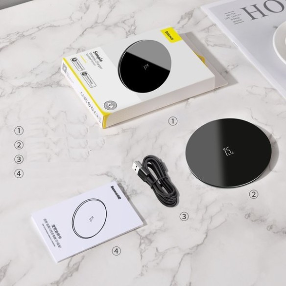 Baseus Simple | Szybka ładowarka indukcyjna bezprzewodowa Qi 15W 
