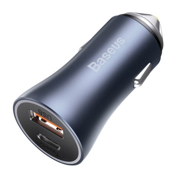 Baseus Golden Pro | Zestaw szybka ładowarka samochodowa 2xUSB 40W + kabel USB - Type-C 1m