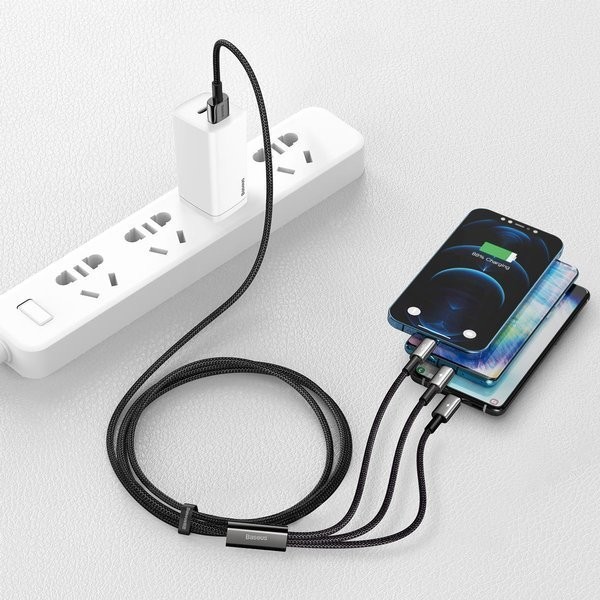 Baseus Thungsten Gold | Kabel 3w1 USB - Micro USB-C Lightning do iPhone 3.5A 