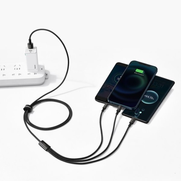 Baseus Thungsten Gold | Kabel 3w1 USB - Micro USB-C Lightning do iPhone 3.5A 