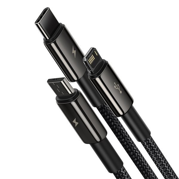 Baseus Thungsten Gold | Kabel 3w1 USB - Micro USB-C Lightning do iPhone 3.5A 