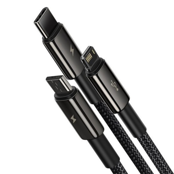 Baseus Thungsten Gold | Kabel 3w1 USB - Micro USB-C Lightning do iPhone 3.5A 