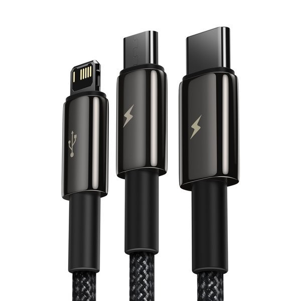 Baseus Thungsten Gold | Kabel 3w1 USB - Micro USB-C Lightning do iPhone 3.5A 