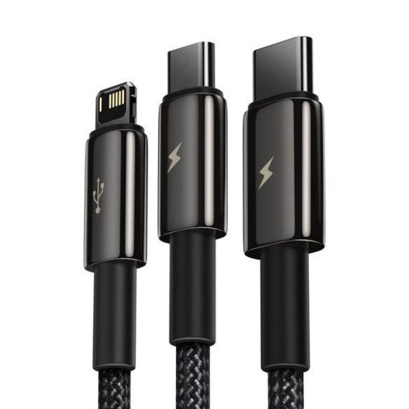 Baseus Thungsten Gold | Kabel 3w1 USB - Micro USB-C Lightning do iPhone 3.5A 