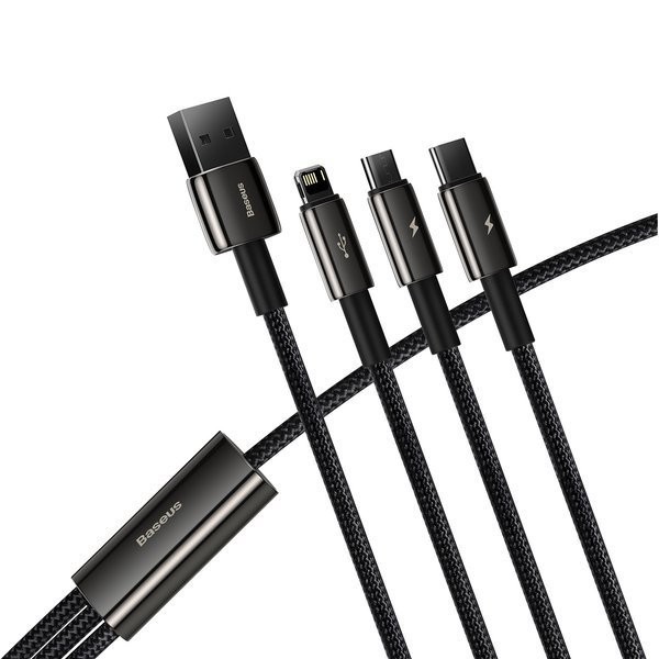 Baseus Thungsten Gold | Kabel 3w1 USB - Micro USB-C Lightning do iPhone 3.5A 