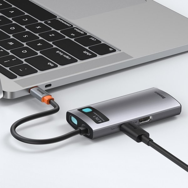 Baseus Metal Gleam Series | Adapter HUB USB-C - HDMI 4K USB2.0 USB3.0 USB-C PD 100W