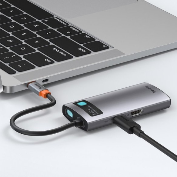 Baseus Metal Gleam Series | Adapter HUB USB-C - HDMI 4K USB2.0 USB3.0 USB-C PD 100W