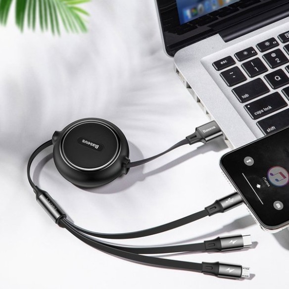Baseus Golden Loop | Kabel 3w1 USB - Lightning Micro USB USB-C z regulacją długości