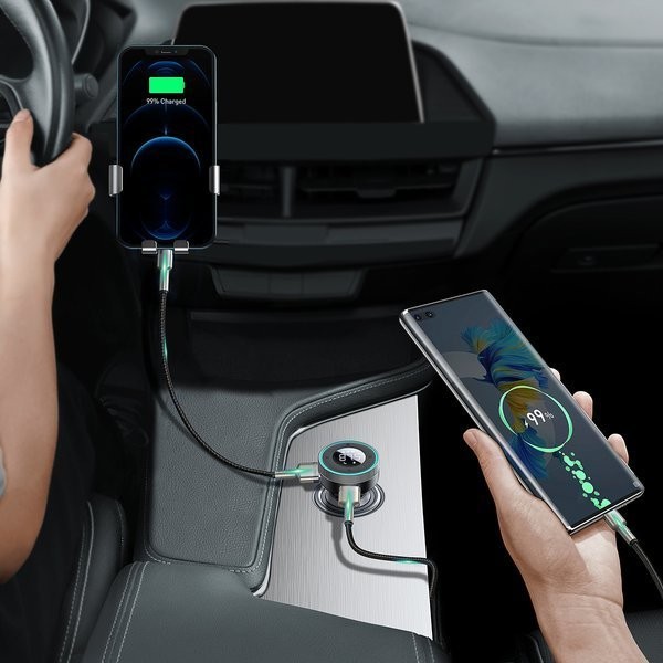Baseus Enjoy Car | Transmiter FM AUX Bluetooth 5.0 Ładowarka samochodowa 2x USB 