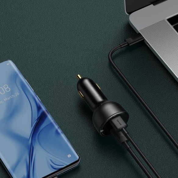Baseus Superme | Szybka ładowarka samochodowa 100W USB-C USB z kablem USB-C