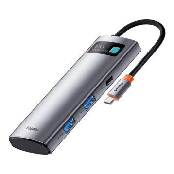 Baseus Metal Gleam | Adapter HUB 7w1 USB-C 100W HDMI 4K USB3.0 USB-C TF/SD 