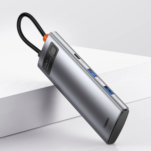 Baseus Metal Gleam | Adapter HUB 7w1 USB-C 100W HDMI 4K USB3.0 USB-C TF/SD 