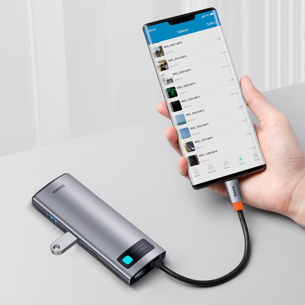 Baseus Metal Gleam | Adapter HUB 7w1 USB-C 100W HDMI 4K USB3.0 USB-C TF/SD 