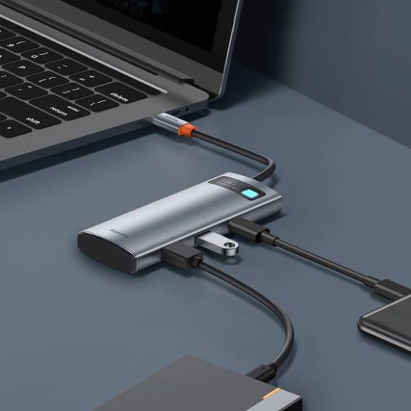 Baseus Metal Gleam | Adapter HUB 7w1 USB-C 100W HDMI 4K USB3.0 USB-C TF/SD 