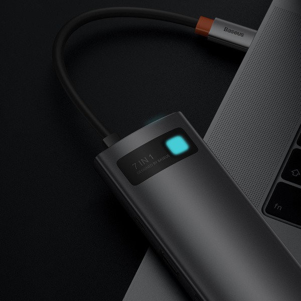 Baseus Metal Gleam | Adapter HUB 7w1 USB-C 100W HDMI 4K USB3.0 USB-C TF/SD 