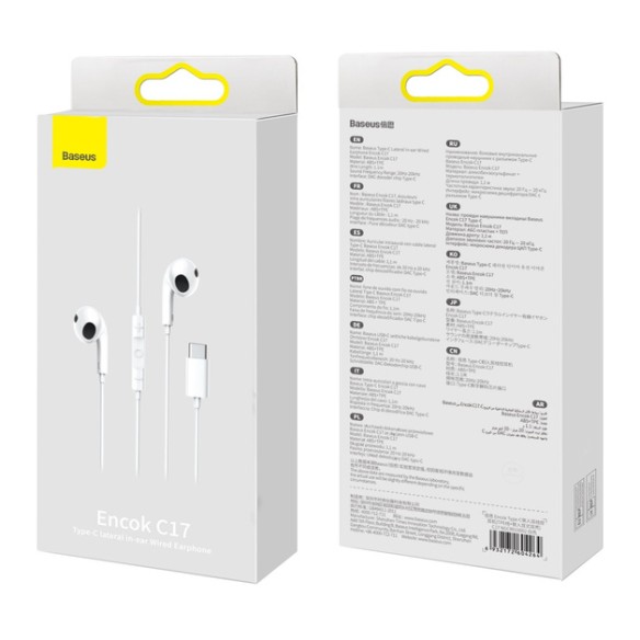 Baseus C17 | Słuchawki douszne Type-C USB-C z mikrofonem i pilotem