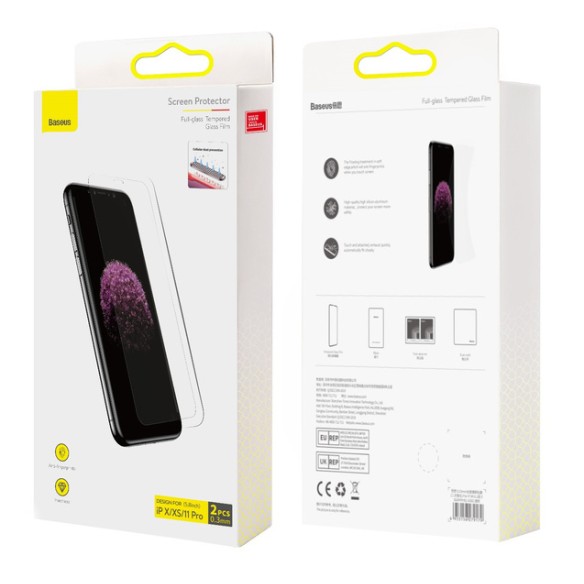Baseus SGBL060102 | Szkło hartowane 9h do iPhone X / XS / 11 Pro (2 szt.)