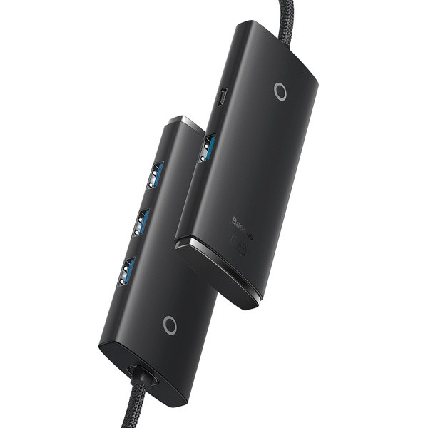 Baseus Lite Series 4-Port | HUB adapter OTG rozdzielacz USB-C do 4x USB-A 3.0, Z kablem 200cm