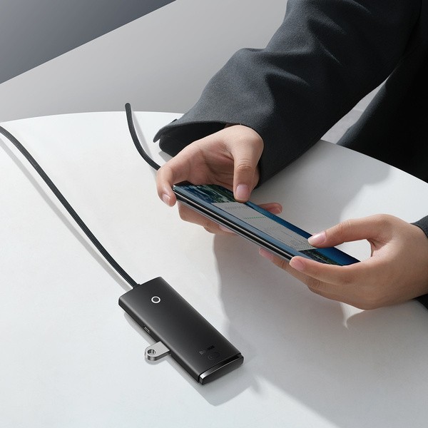 Baseus Lite Series 4-Port | HUB adapter OTG rozdzielacz USB-C do 4x USB-A 3.0, Z kablem 200cm