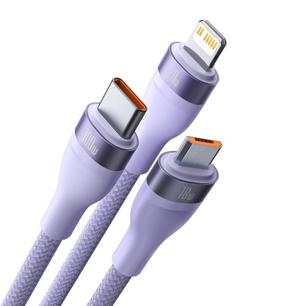 Baseus Flash Series 2 | Kabel USB-C / USB-A - USB-C, Lightning, Micro USB 1.2m 100W	