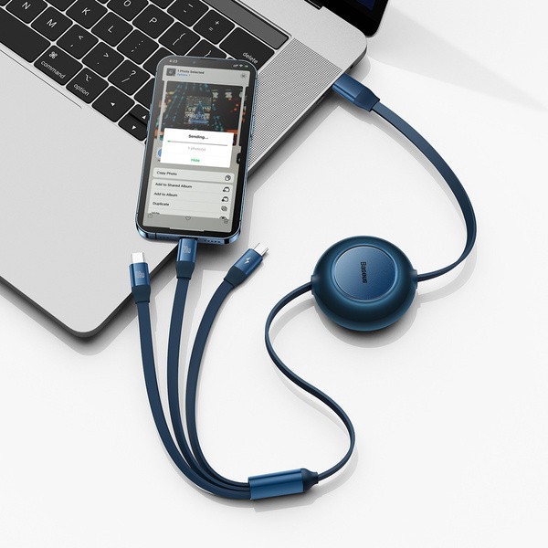 Baseus Bright Mirror 2 | Kabel z regulacją długości USB-C - Micro, USB-C, Lightning do iPhone 100W PD QC