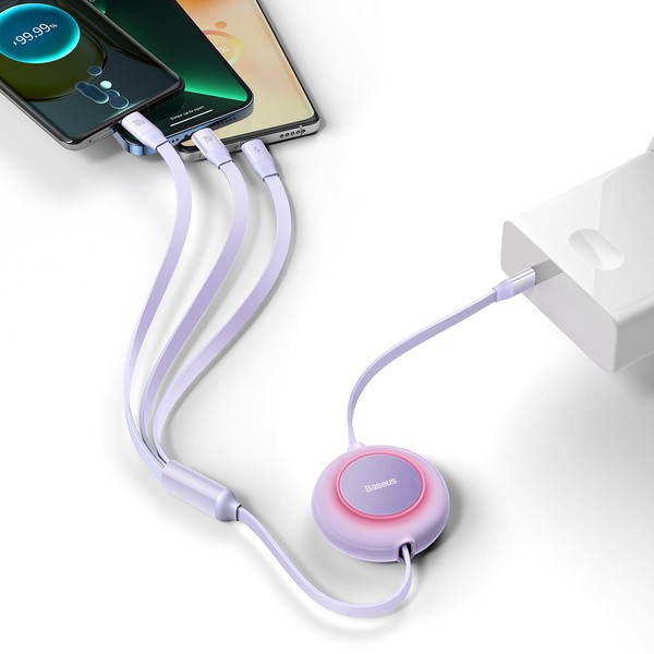 Baseus Bright Mirror 2 | Kabel z regulacją długości USB-C - Micro, USB-C, Lightning do iPhone 100W PD QC