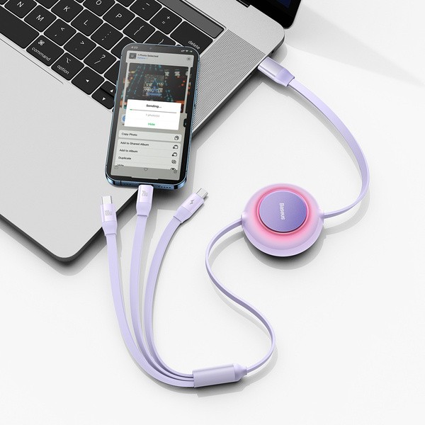 Baseus Bright Mirror 2 | Kabel z regulacją długości USB-C - Micro, USB-C, Lightning do iPhone 100W PD QC