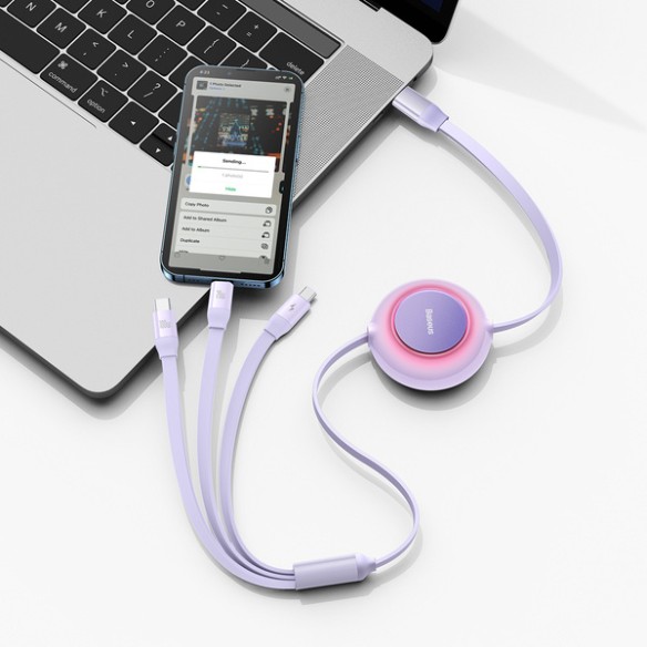 Baseus Bright Mirror 2 | Kabel z regulacją długości USB-C - Micro, USB-C, Lightning do iPhone 100W PD QC