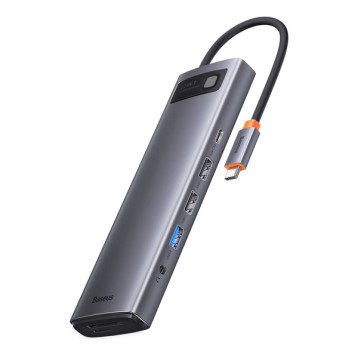 Baseus Metal Gleam 12w1 | Adapter HUB USB-C - HDMI, DP, USB3.0, USB-C 10GB/s, RJ45, Audio, SD/TF, 100W