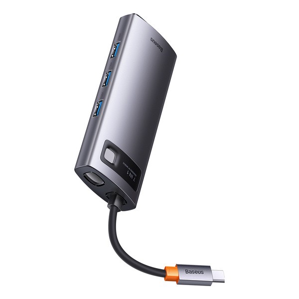 Baseus Metal Gleam 7w1 | Adapter HUB USB-C do 3x USB3.0, VGA, HDMI 4K, RJ45 100W PD 
