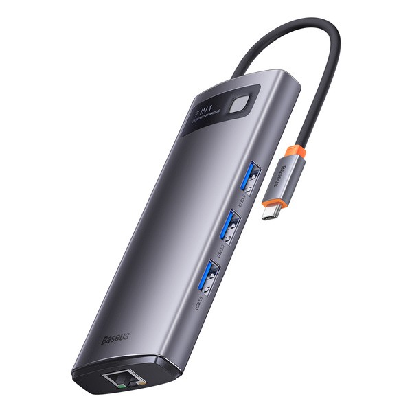 Baseus Metal Gleam 7w1 | Adapter HUB USB-C - 2x HDMI, 3x USB3.0, RJ45 100W