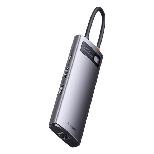 Baseus Metal Gleam 7w1 | Adapter HUB USB-C - 2x HDMI, 3x USB3.0, RJ45 100W