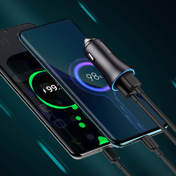 Baseus Golden Contactor Max | Ładowarka samochodowa 2xUSB Huawei FCP QC 3.0 Samsung AFC 60W