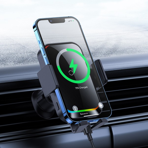 Baseus Halo Electric | Uchwyt z ładowaniem bezprzewodowym 15W na kratkę nawiewu