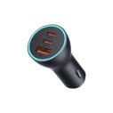 Baseus Golden Contactor Pro | Szybka ładowarka samochodowa z trzema portami, USB-C, USB-A 65